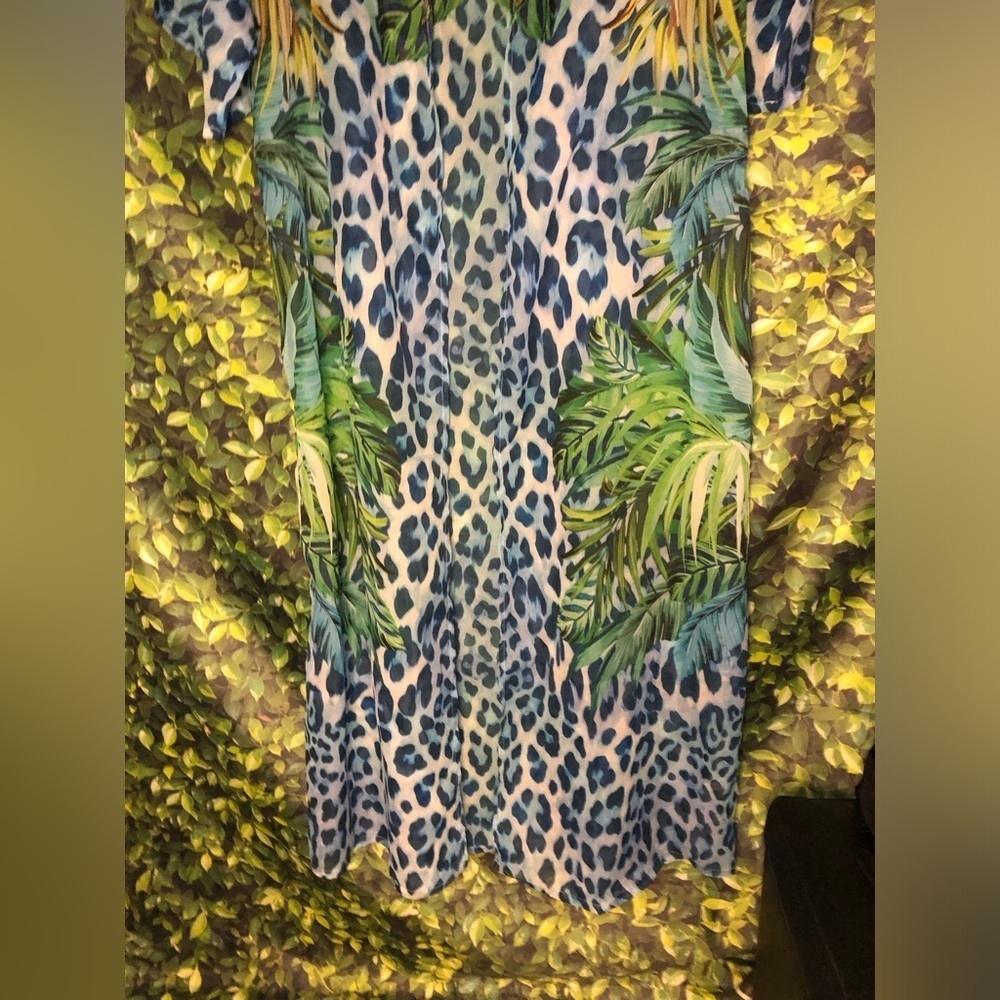 Vibrant Blue Animal Print Kaftan - Picture 6 of 16